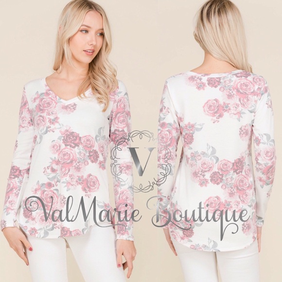 LAST 2! Floral soft long sleeve top - Picture 3 of 6
